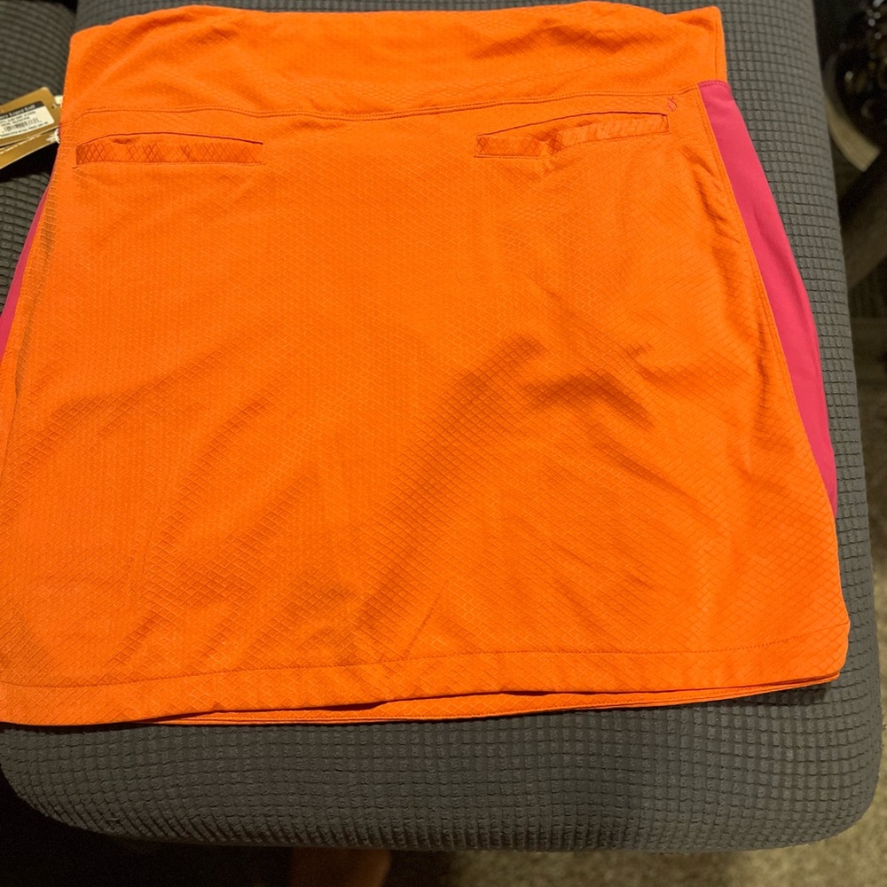 Golf Lopez-Women's Orange Midi Skirt with Pink Accent